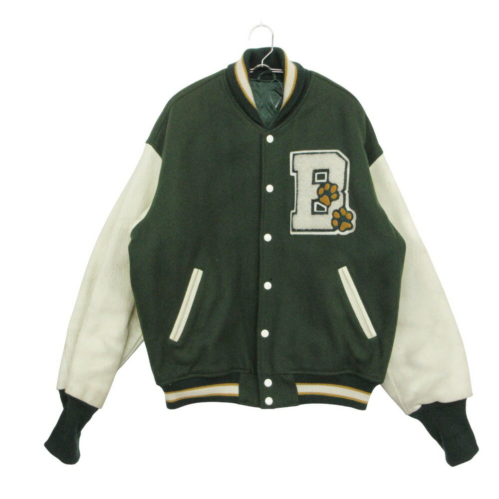 Rakuten - ヴィンテージ EASTBOY イーストボーイ bob's tailor ボブズテイラー スタジャン ボブビーグル スタジアムジャンパー アウター エンブレム 牛革 袖レザー グリーン メンズ 【中古】