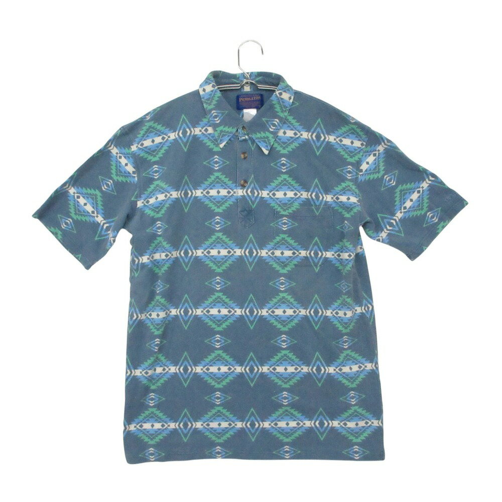 Rakuten - 90s ヴィンテージ PENDLETON ペンドルトン ポロシャツ ネイティブ柄 コットン 半袖 トップス ネイビー L メンズ 【中古】