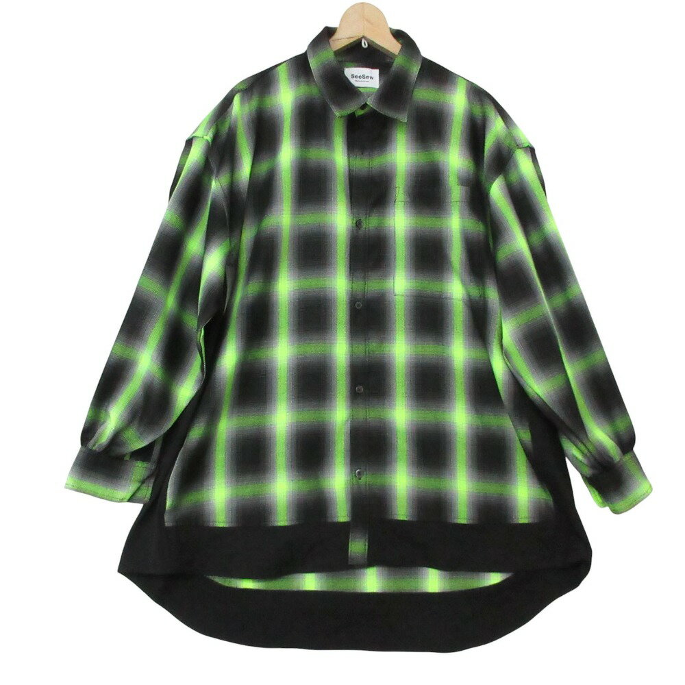 Rakuten - seesew 長袖シャツ SOLID CHECK OVER SHIRTS 250062 オンブレチェック ブラック M メンズ 【中古】
