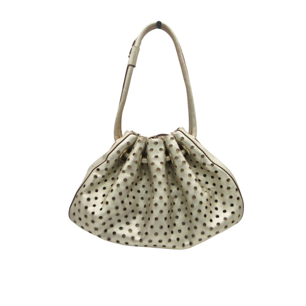 Rakuten - Kate Spade ケイトスペード ハンドバッグ 巾着バッグ パンチング レザー メタリックカラー ゴールド レディース 【中古】