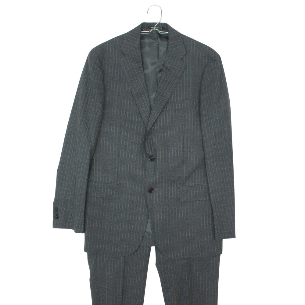 green label relaxing グリーンレーベルリラクシング スーツ STRONA Blue ピンストライプ セットアップ テーラードジャケット スラックス パンツ トラウザー グレー 48 メンズ 