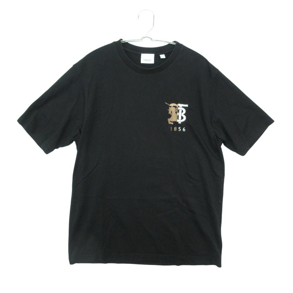 Rakuten - BURBERRY バーバリー 半袖Tシャツ カットソー クルーネック ロゴ 刺繍 HESFORD トップス 8023785 ブラック S メンズ 【中古】