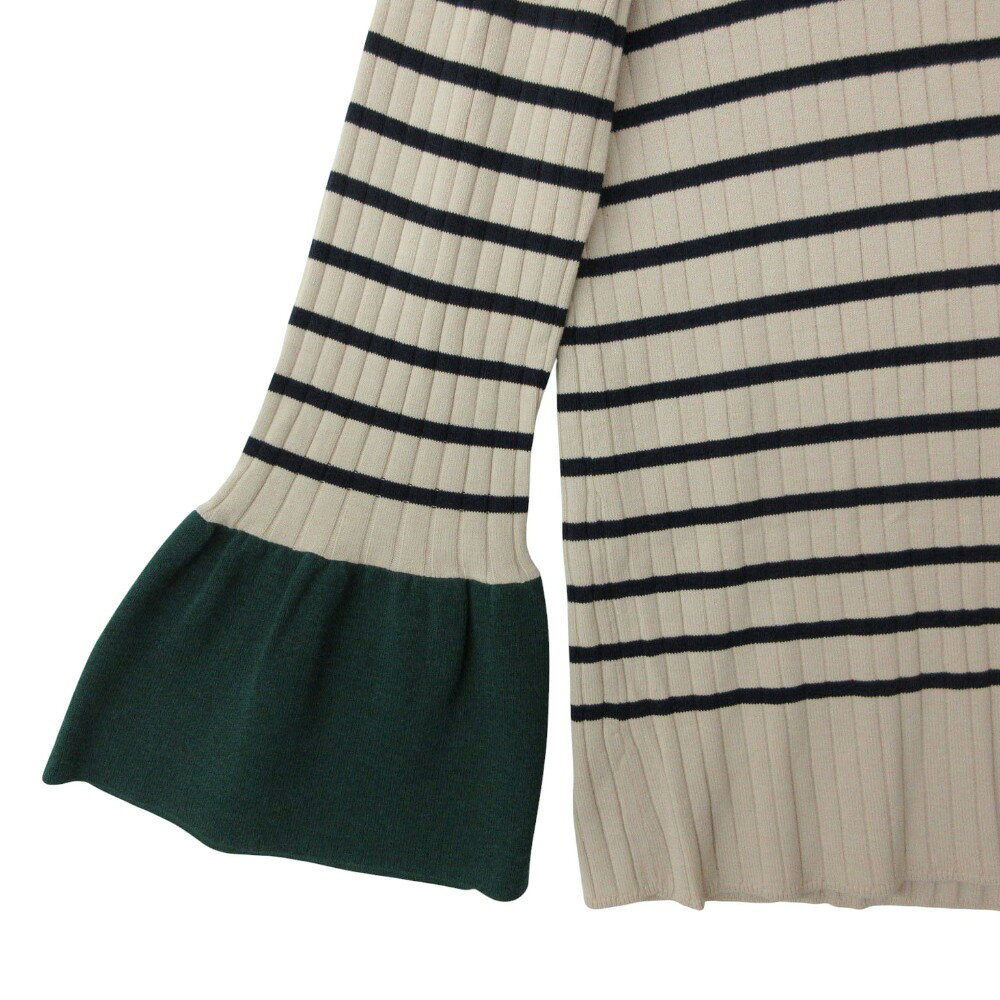 17AW Mira Owen ミラオーウェン カットソー ボーダー柄 リブニット クルーネック フレアスリーブ 長袖 トップス ベージュ 0 155/80A【S】 レディース 【中古】 comradebarge-10018542 コムレイドバージ楽天市場店 サンプル画像3