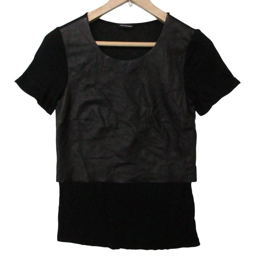Rakuten - CLUB MONACO クラブモナコ 半袖Tシャツ ラムレザー ブラック XS レディース 【中古】
