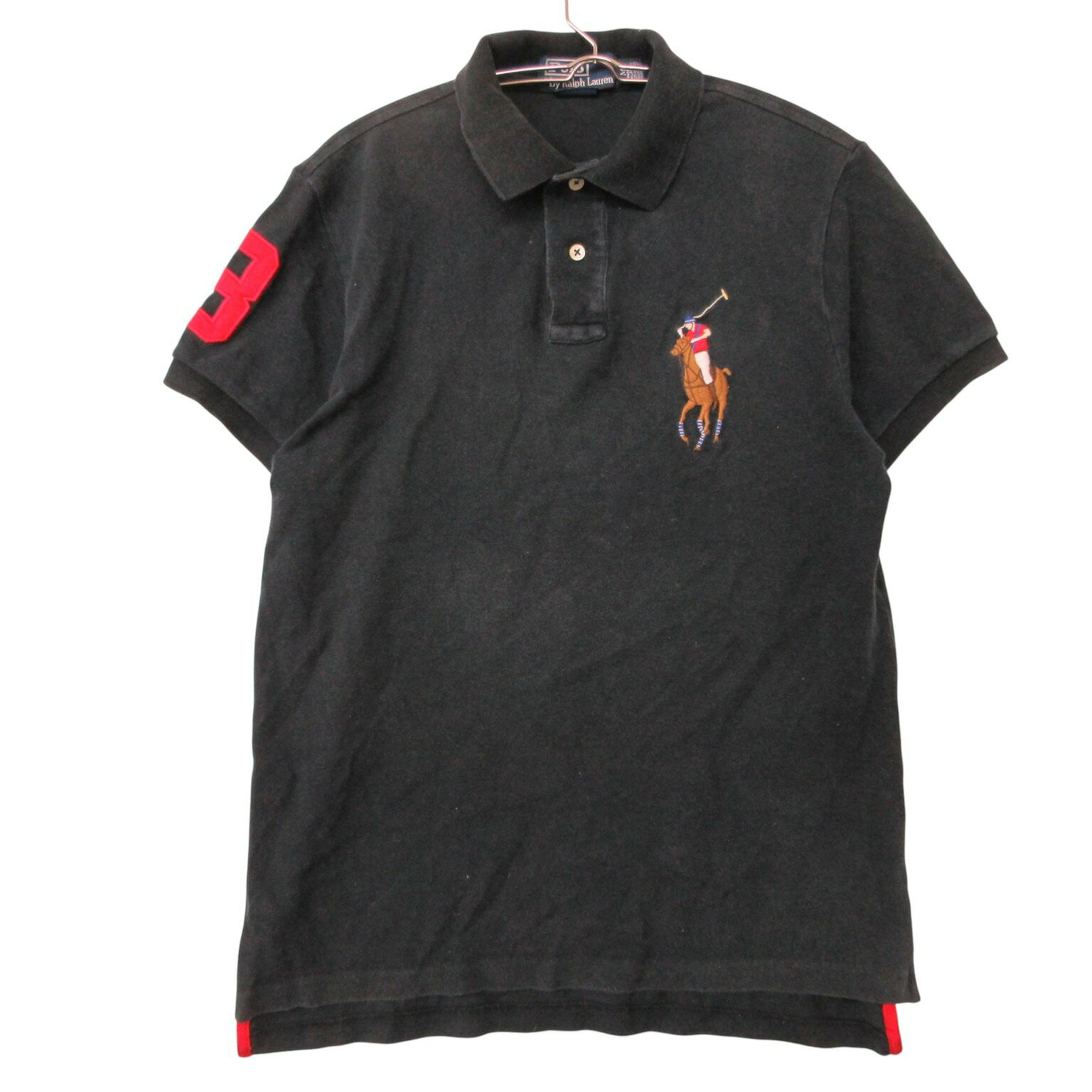 Rakuten - Polo by Ralph Lauren ポロバイラルフローレン ポロシャツ 半袖 ワッペン 刺繍 コットン フィリピン製 ブラック M メンズ 【中古】