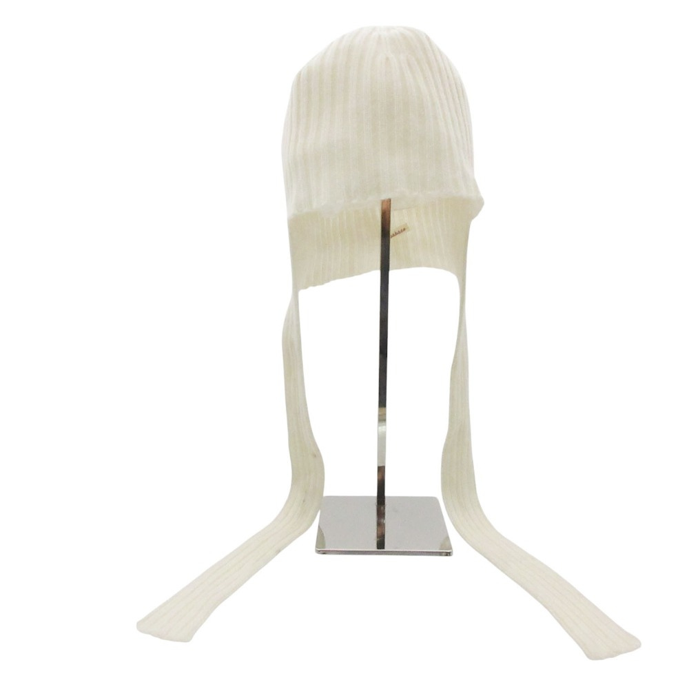 Rakuten - 25AW babaco ババコ ニットキャップ カシミヤ ニット帽 帽子 ビーニー Cashmere Knit Cap ひも付 アイボリー レディース 【中古】