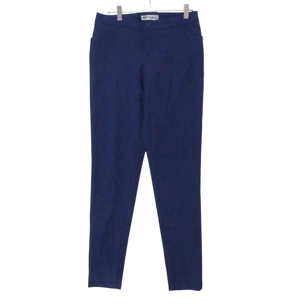 Rakuten - ISSEY MIYAKE イッセイミヤケ パンツ ストライプ 裾ジップ テーパード ブルー 2【M】 レディース 【中古】