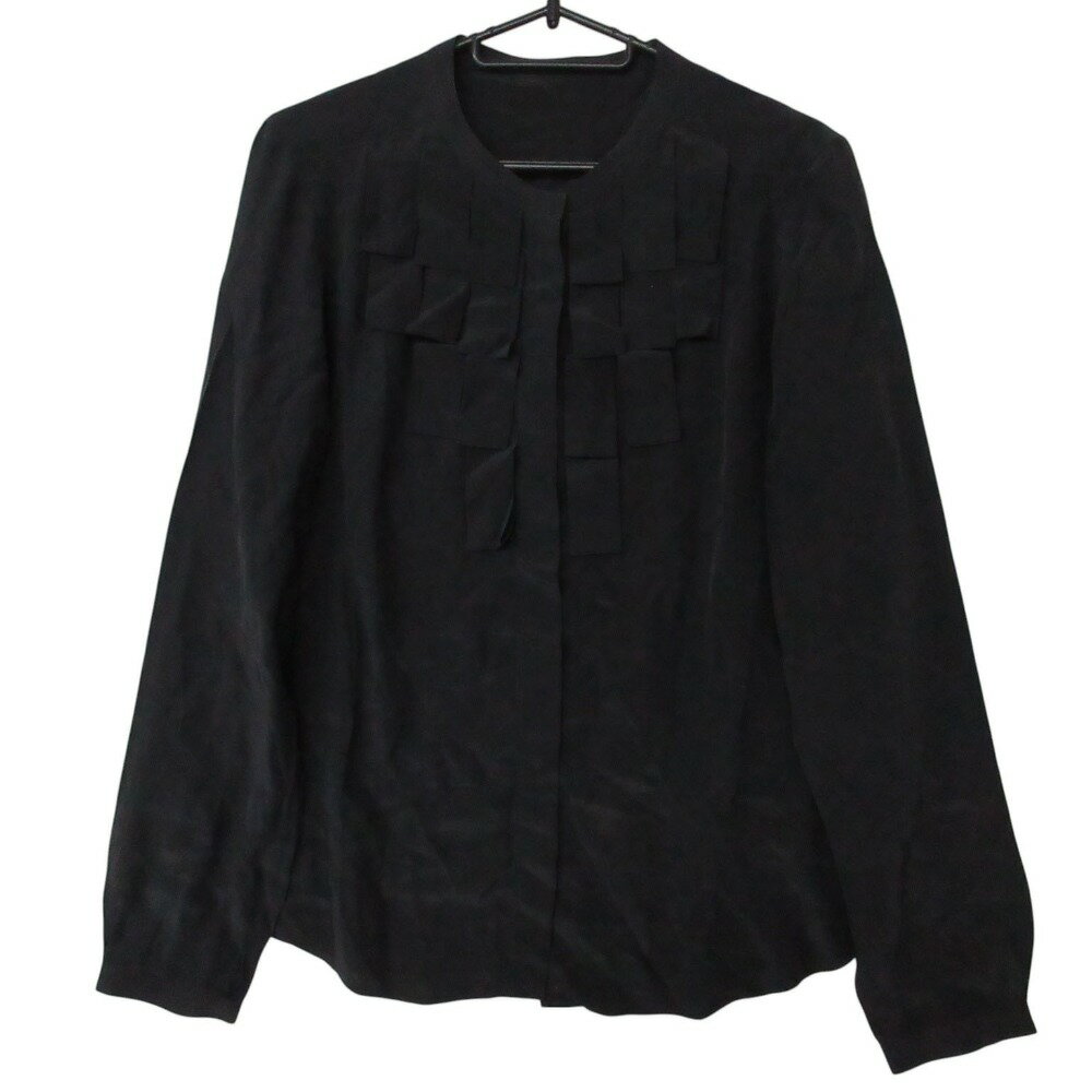 Rakuten - iCB アイシービー ブラウス ノーカラー シルク100％ ブラック JPN11【L】 レディース 【中古】