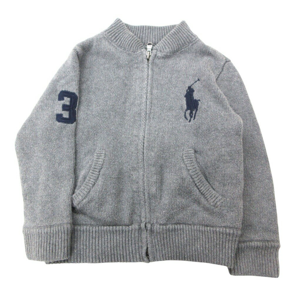 Rakuten - POLO RALPH LAUREN ポロ・ラルフローレン ニット ジャケット ロゴ刺繍 グレー 3/3T 【中古】