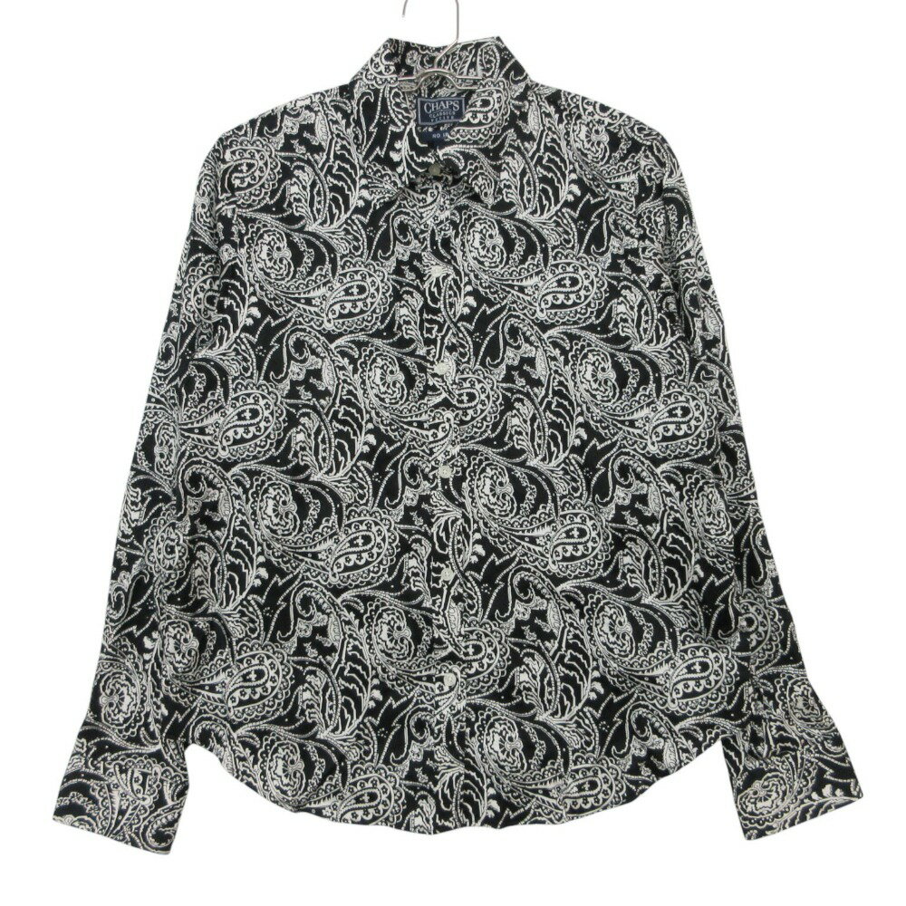 乐天商城 - CHAPS CLASSIC PETITE チャップス 長袖シャツ ペイズリー 総柄 NO IRON コットン カットソー ブラック M レディース 【中古】