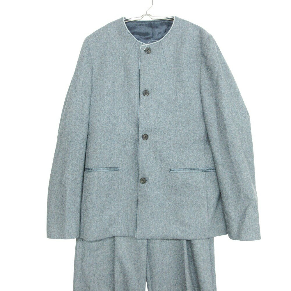 EDITIONS M.R セットアップ 2タックパンツ ロビーボーイジャケット Lobby Boy Jacket フランネル調 ウール スリム グレー 44【S】 メンズ 【中古】
