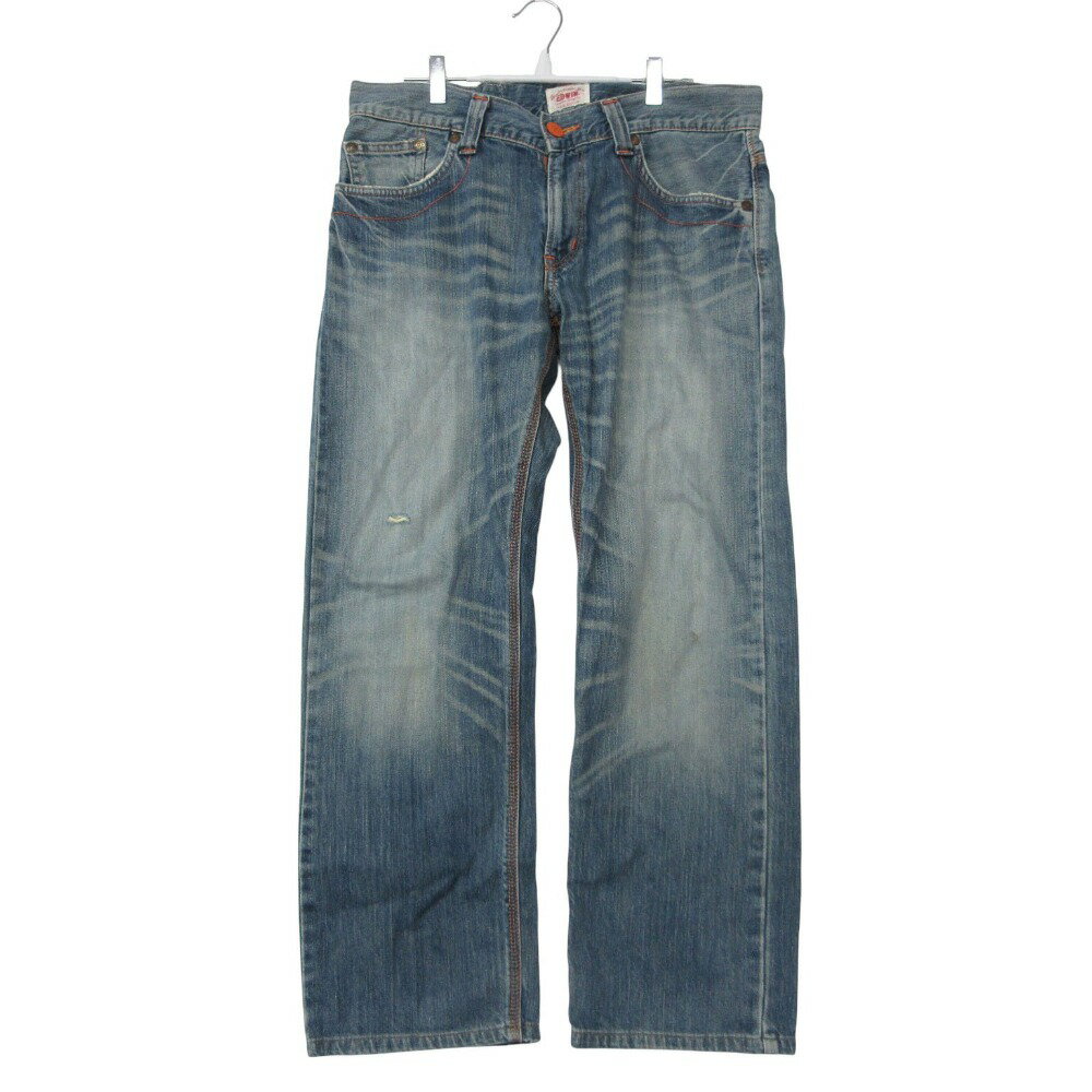 EDWIN エドウィン デニムパンツ ボトムス ジーンズ フルレングス ダメージ ブルー 32【XL】 メンズ 【中古】