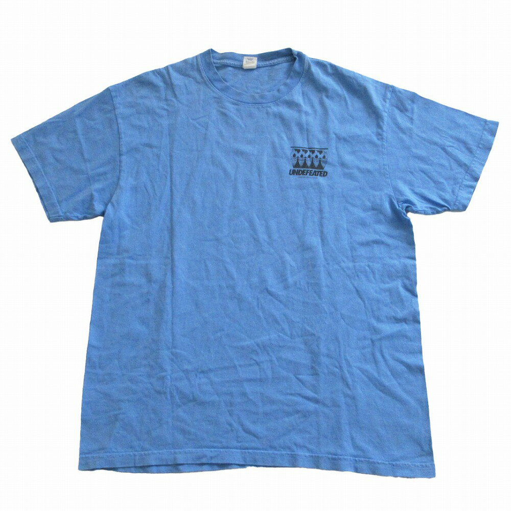 乐天商城 - UNDEFEATED アンディフィーテッド 半袖Tシャツ TORCH ロゴ 聖火 プリント クルーネック カットソー コットン トップス ライトブルー L メンズ 【中古】