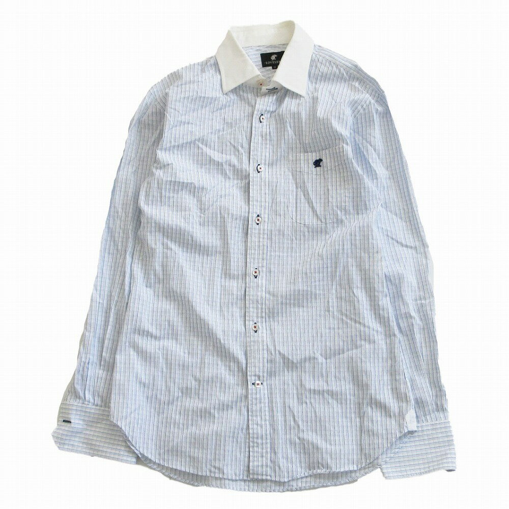 乐天商城 - LOVELESS ラブレス 長袖シャツ クレリック チェック柄 カットソー トップス 日本製 ライトブルー 39【M】 メンズ 【中古】