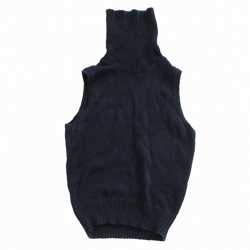 乐天商城 - RALPH LAUREN ラルフローレン ニット ノースリーブ セーター タートルネック コットン カットソー トップス ネイビー S レディース 【中古】