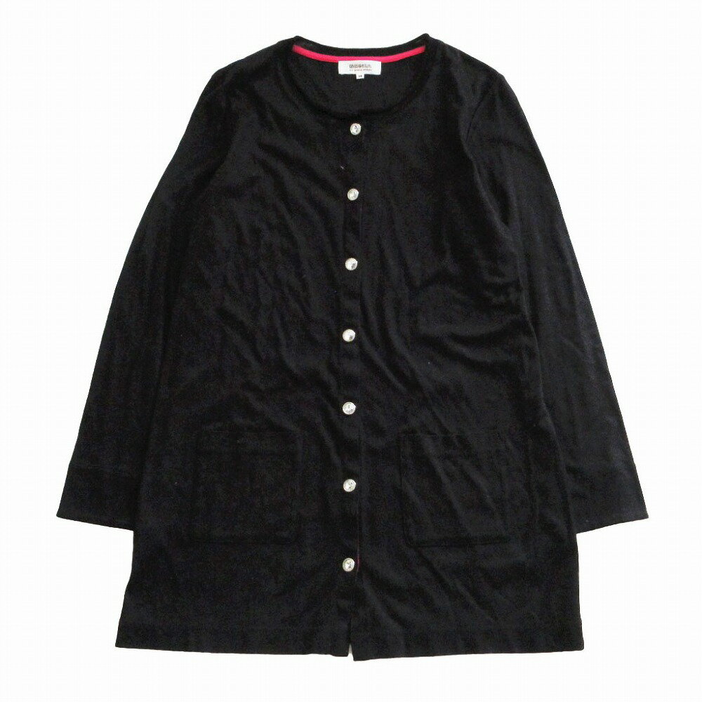Rakuten - SONIA by SONIA RYKIEL ソニアバイソニアリキエル カーディガン ビジューボタン ブラック×ピンク 38【M】 レディース 【中古】