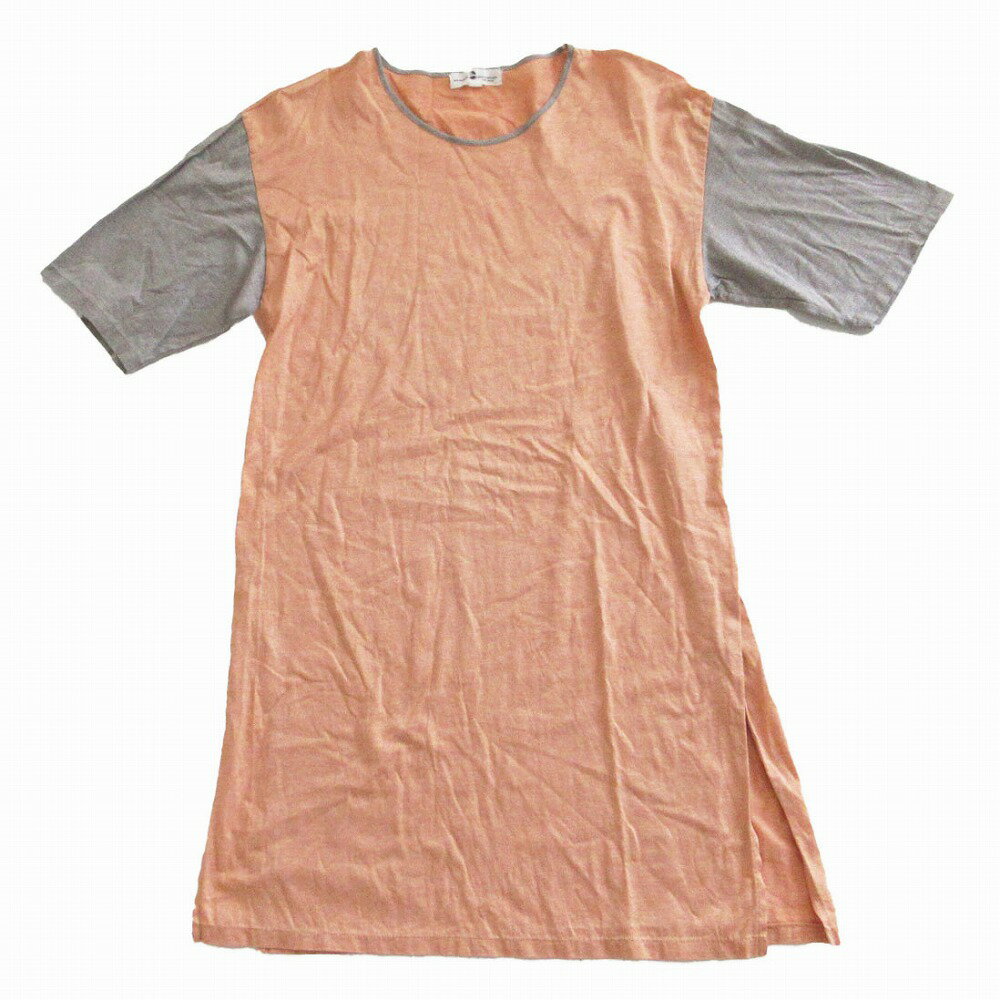 乐天商城 - HIROKO KOSHINO ヒロコ・コシノ 半袖Tシャツ ロング丈 スリット オレンジ×グレー 9【M】 レディース 【中古】