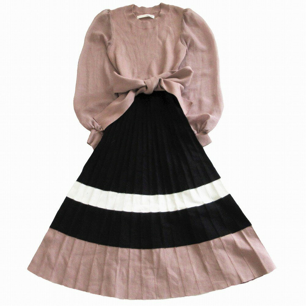 乐天商城 - ROYAL PARTY ロイヤルパーティ ワンピース ニット シースルー ピンクベージュ×ブラック F レディース 【中古】