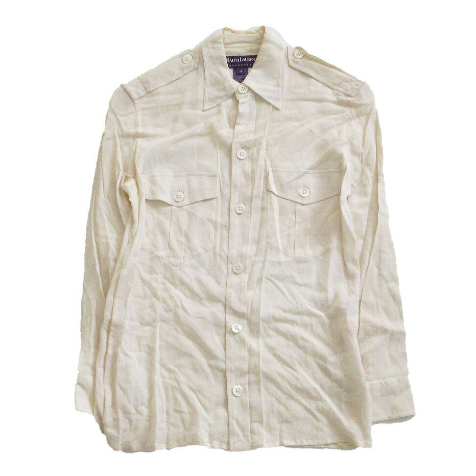 Rakuten - RALPH LAUREN ラルフローレン 長袖シャツ ボタンデザイン シルク混 クリーム 4【M】 レディース 【中古】