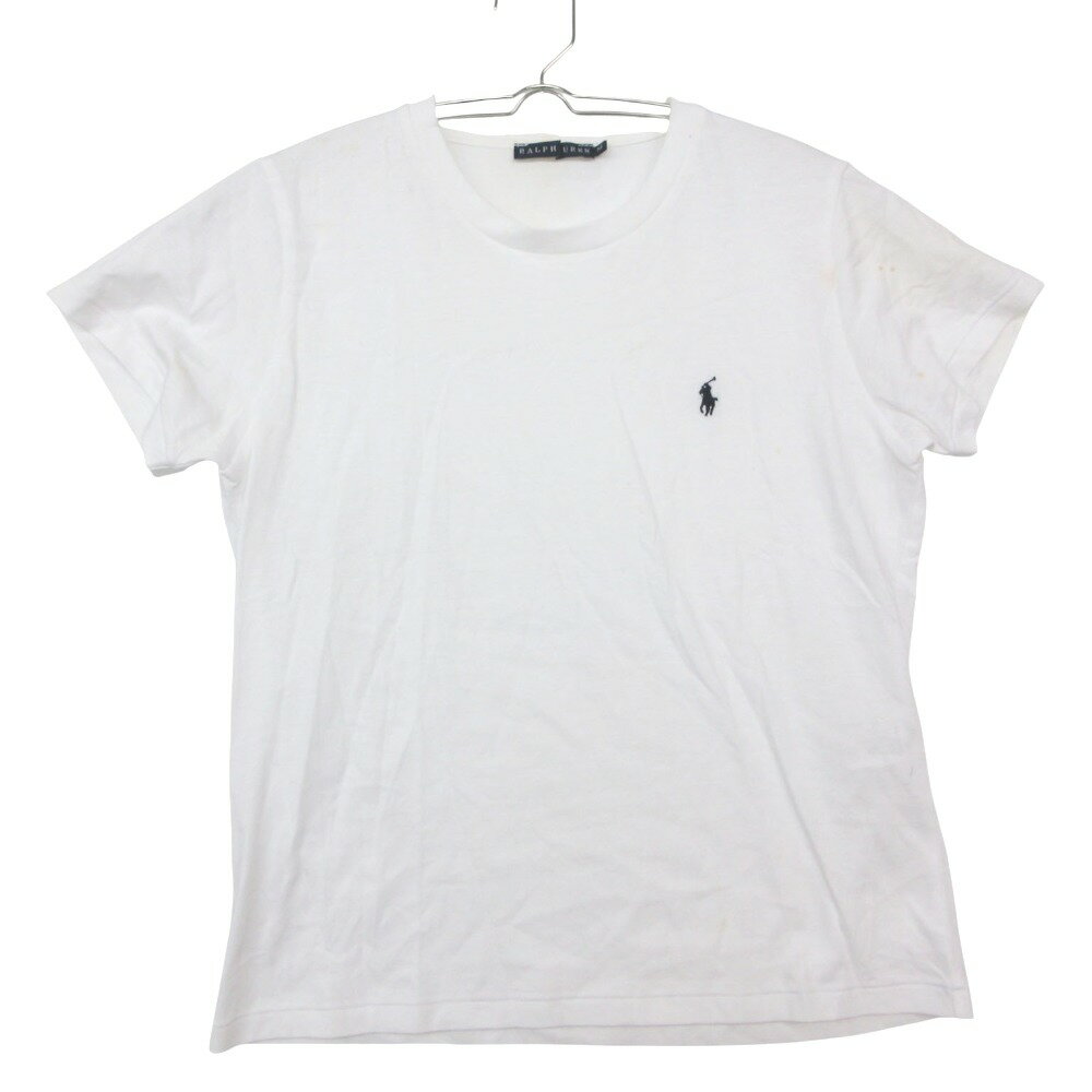 乐天商城 - RALPH LAUREN ラルフローレン 半袖Tシャツ ポニー ロゴ 刺繍 コットン ジャージー生地 クルーネック カットソー ホワイト M レディース 【中古】