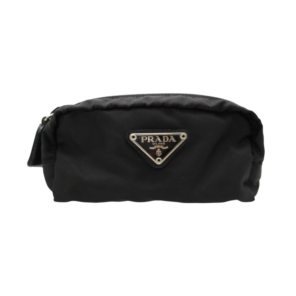 Rakuten - PRADA プラダ ポーチ トライアングルロゴ ナイロン アクセサリー ミニ ポーチ ブラック レディース 【中古】