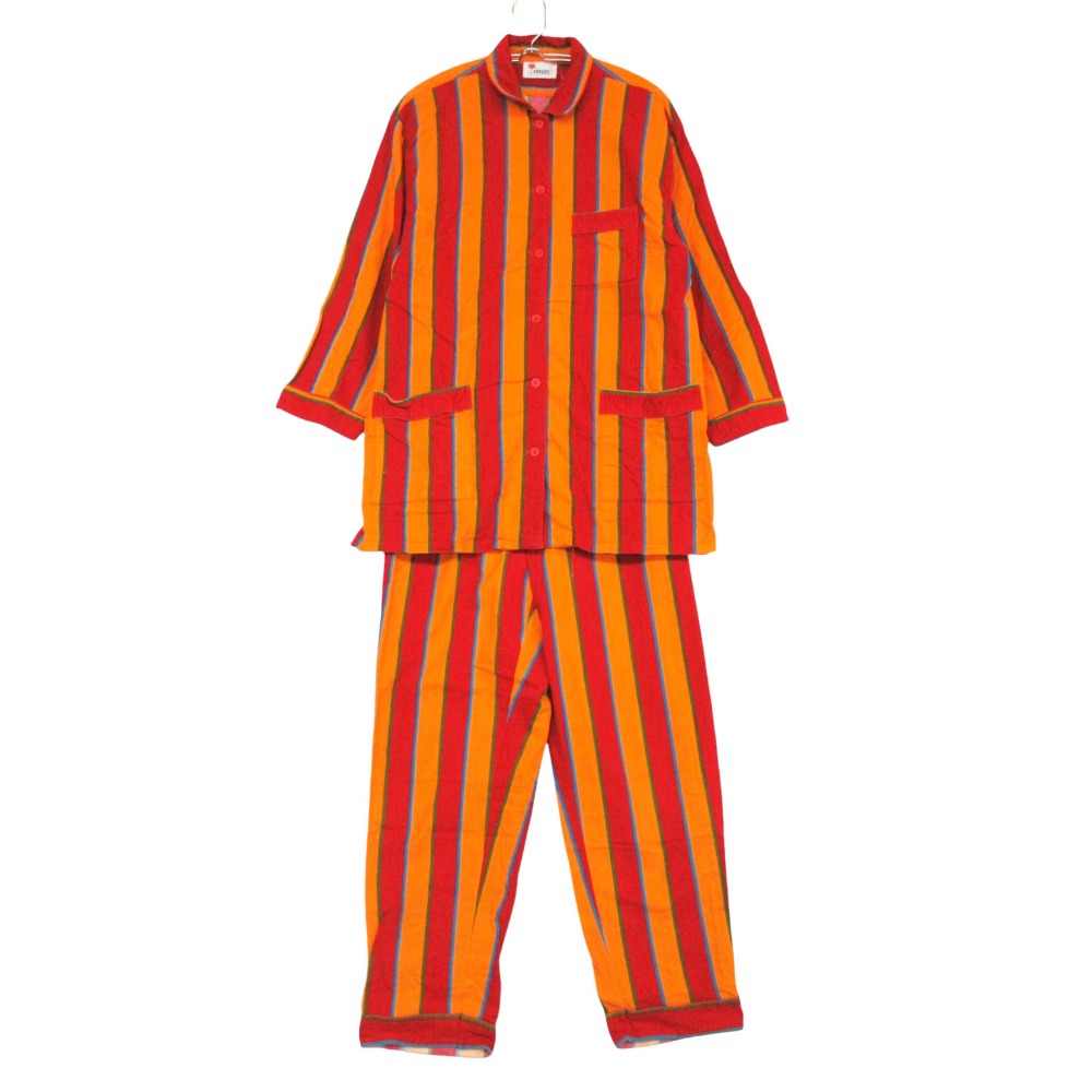樂天商城 - KENZO ケンゾー セットアップ ヴィンテージ ストライプ柄 シャツ パンツ セットアップ オレンジ レッド M レディース 【中古】