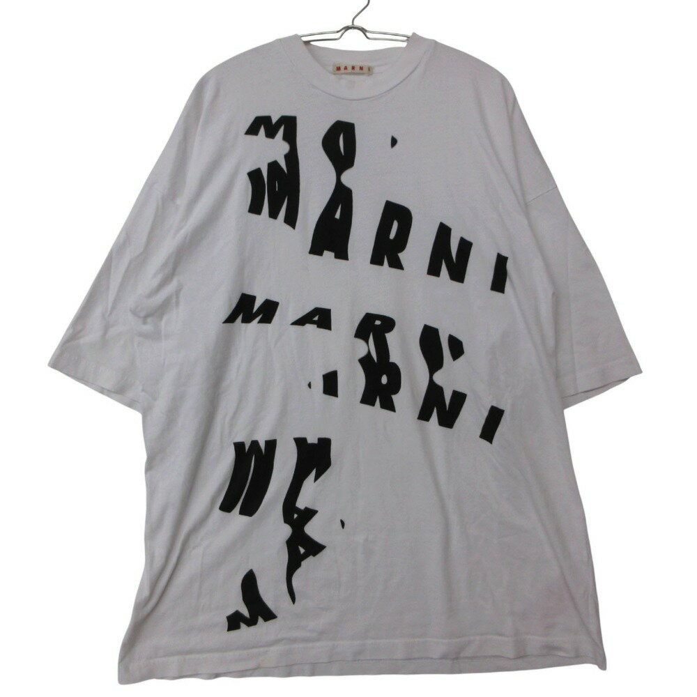 樂天商城 - MARNI マルニ 半袖Tシャツ 22SS スキャンドロゴ プリント Tシャツ Scanned Logo T-Shirt ホワイト 44【S】 メンズ 【中古】