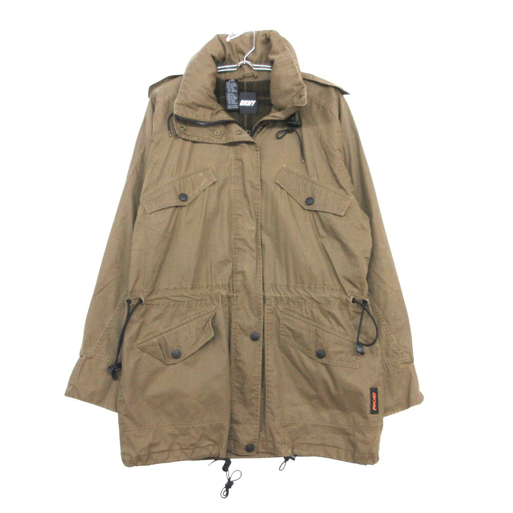 樂天商城 - DKNY DONNA KARAN NEW YORK ダナキャランニューヨーク ACTIVE マウンテンパーカー ジャケット ブルゾン 裏地チェック柄 カシミヤ混 アウター カーキ S メンズ 【中古】