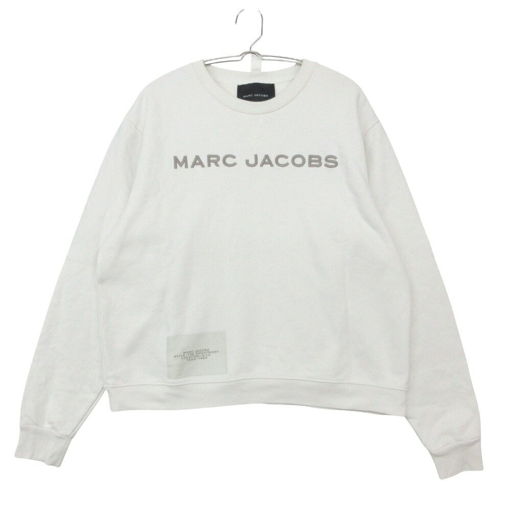 乐天商城 - MARC JACOBS マークジェイコブス スウェット 刺繍ロゴ トレーナー 長袖 カットソー リブ袖 ストレート ホワイト L【L】 レディース 【中古】