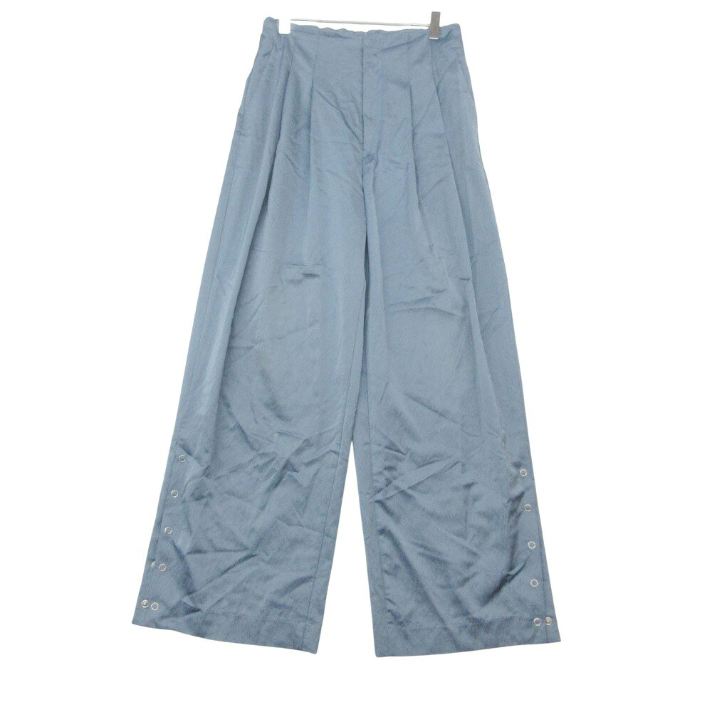 PUBLIC TOKYO パブリックトウキョウ パンツ リングドット サテン ワイドパンツ 2タック レーヨン混 ライトブルー F【M】 レディース 【中古】
