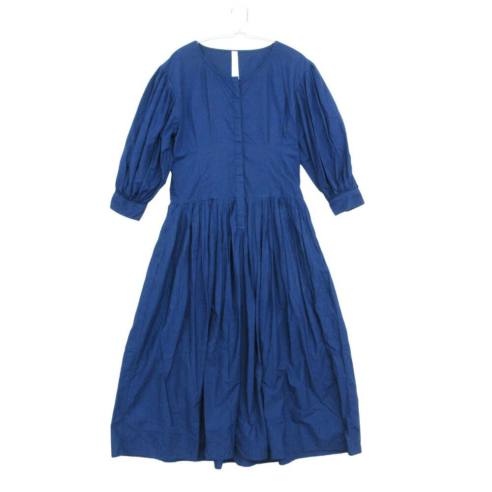 樂天商城 - Merlette マーレット シャツ ワンピース ロング マキシ丈 七分袖 コットン 無地 ベーシック ブルー XS レディース 【中古】