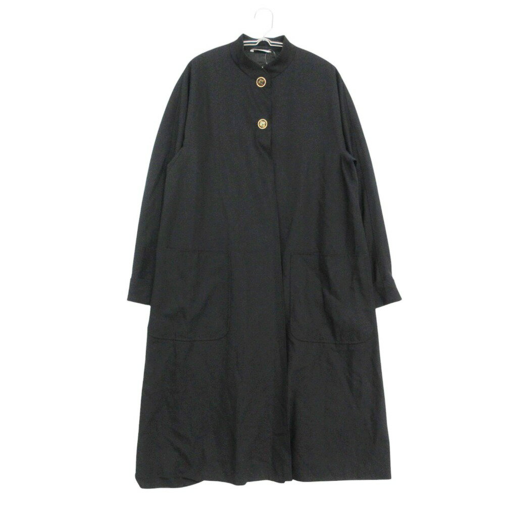 樂天商城 - MAX MARA マックスマーラ コート 白タグ 金ボタン ビーズ装飾 スタンドカラー ロング ジャケット アウター ブルゾン 上着 ブラック 42【L】 レディース 【中古】