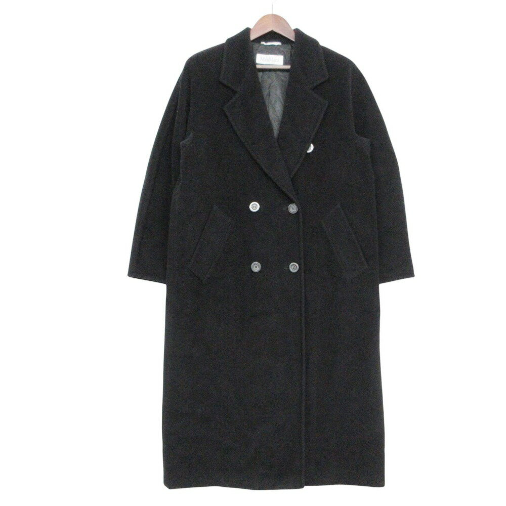 乐天商城 - MAX MARA マックスマーラ チェスターコート 白タグ カシミヤ混 ダブルブレスト ロング コート ジャケット ブルゾン アウター上着 ブラック 40【M】 レディース 【中古】