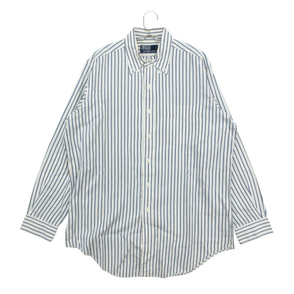 樂天商城 - Vintage Polo by Ralph Lauren ポロバイラルフローレン 長袖シャツ ボタンダウン ストライプ柄 トップス ブルー L メンズ 【中古】