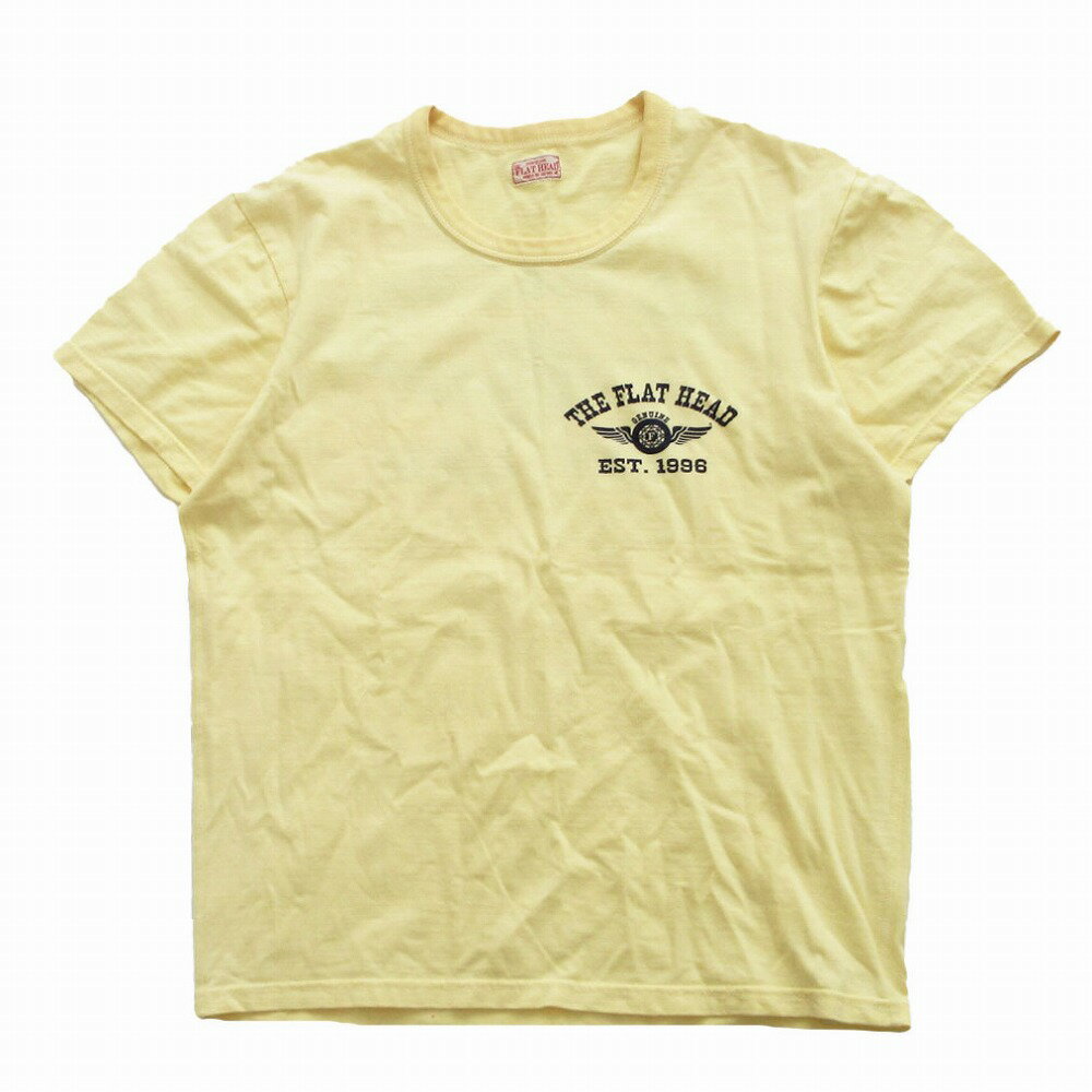 樂天商城 - THE FLAT HEAD ザフラットヘッド 半袖Tシャツ FLYING WHEEL フライングホイール イエロー 40【M】 メンズ 【中古】