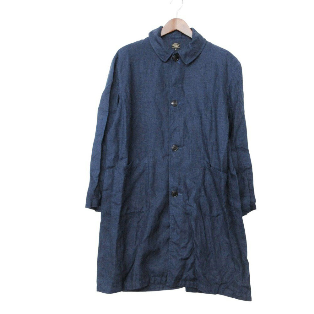 樂天商城 - GOLD ゴールド ステンカラーコート 東洋エンタープライズ リネン アウター ロング ネイビー M【M】 メンズ 【中古】
