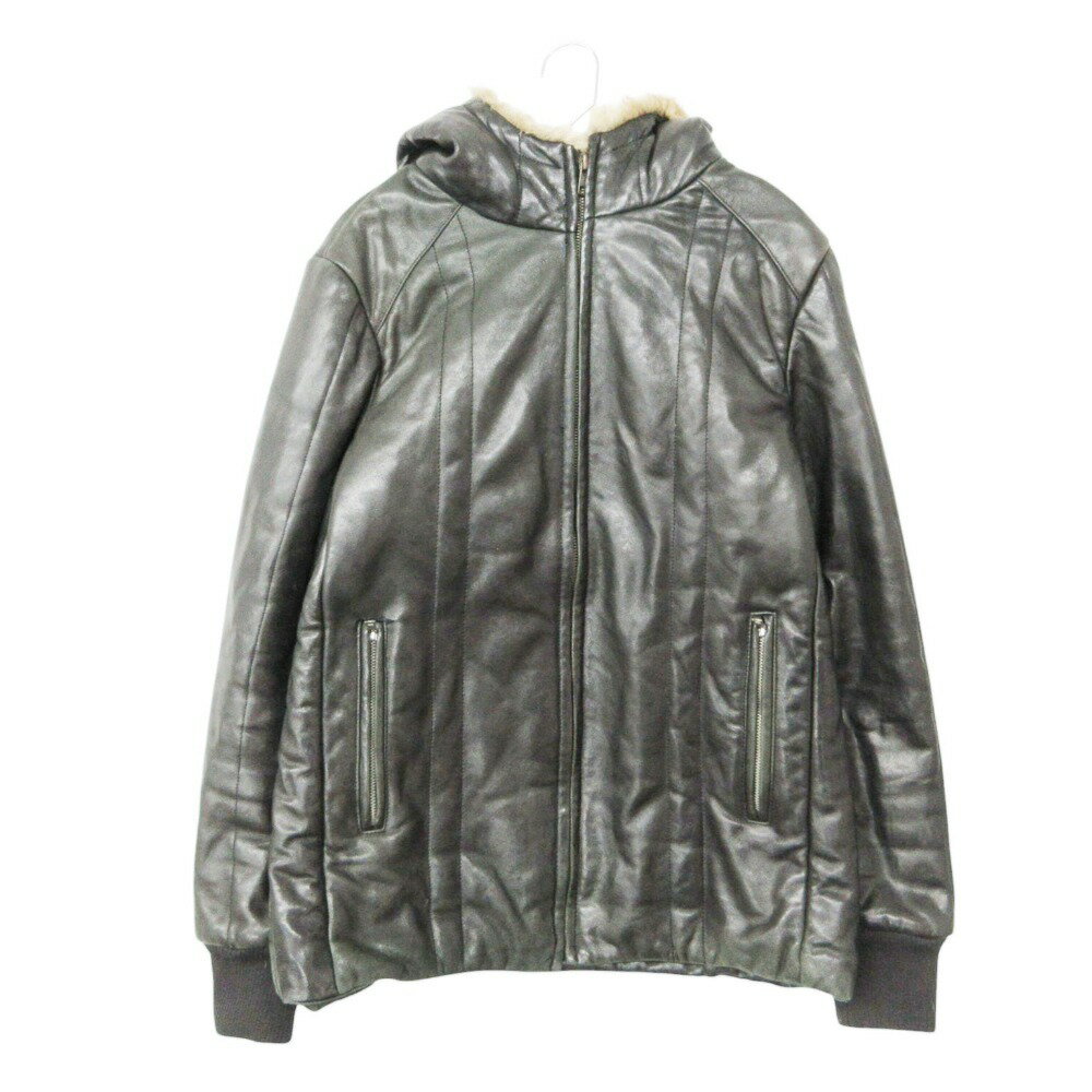 樂天商城 - LetGoodFortune レット グッド フォーチュン コート レザー 中綿入り ジャケット フーディー ブラウン 2【M】 メンズ 【中古】