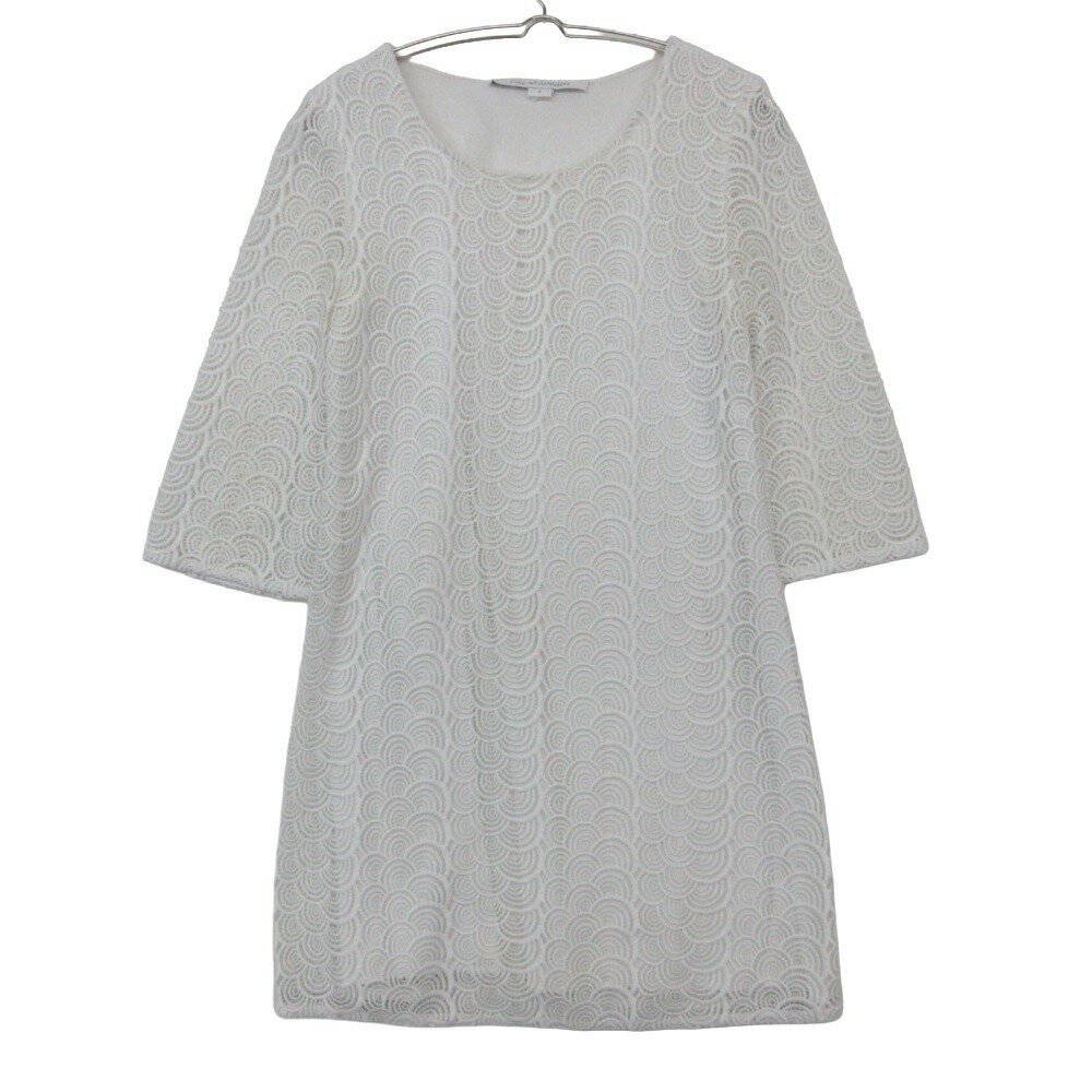 乐天商城 - DIANE VON FURSTENBERG ダイアンフォンファステンバーグ ワンピース Martina Lace Dress マルティナ レース ドレス ミニ 七分袖 ホワイト【XS】 レディース 【中古】