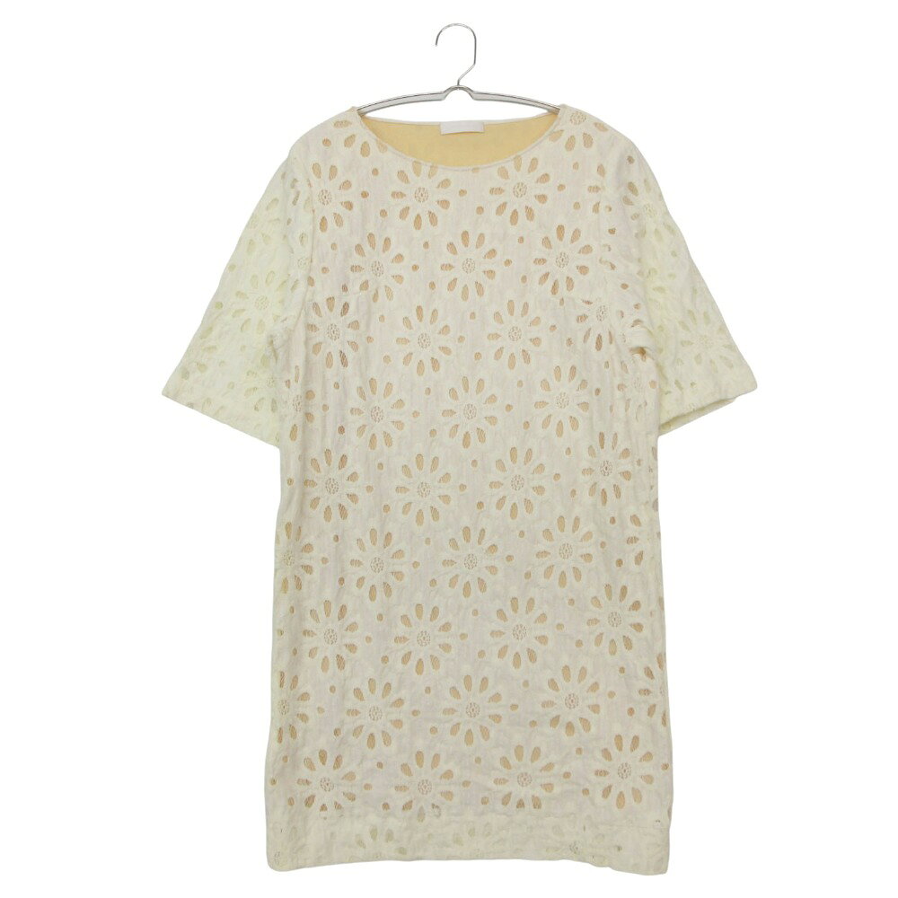 樂天商城 - ANTEPRIMA アンテプリマ ワンピース 日本製 fiorito SS15 フラワー レース ジャガード ワンピース 半袖 ひざ丈 ベージュ 40【M】 レディース 【中古】