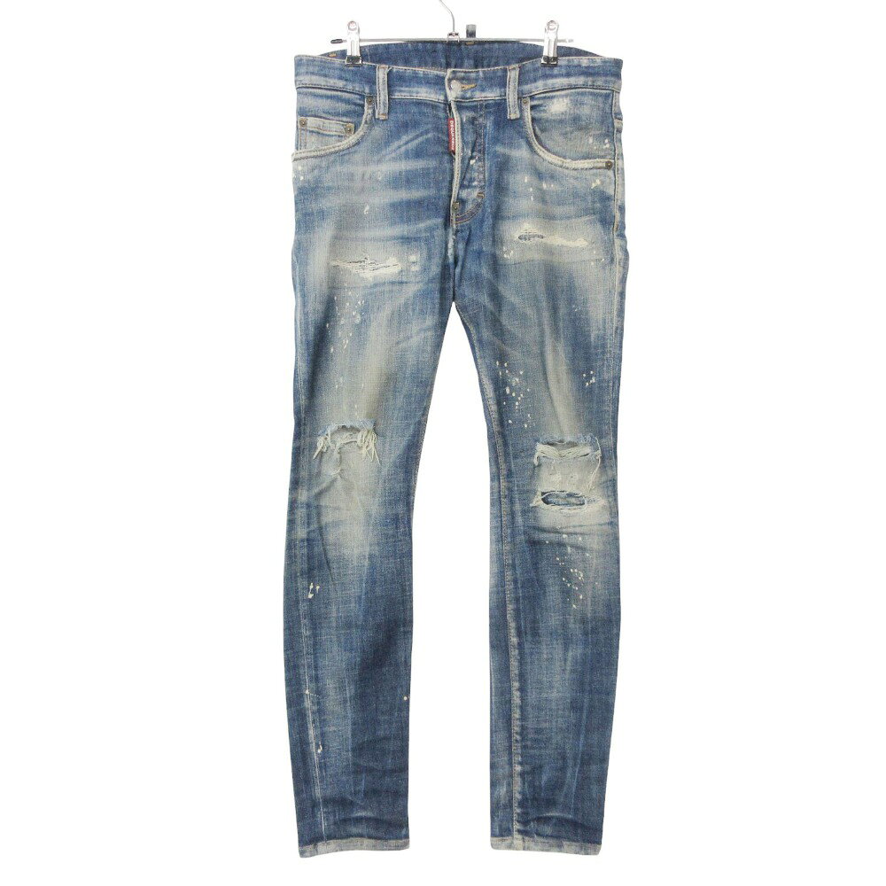 DSQUARED2 ディースクエアード デニムパンツ SUPER TWINKY ダメージ加工 ストレッチ スキニー ジーンズ ボトムス ブルー 42 メンズ 