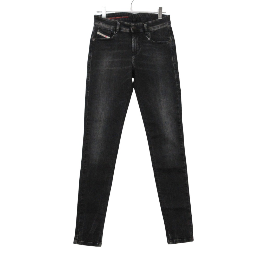 樂天商城 - 2017 DIESEL ディーゼル デニムパンツ ジーンズ SLANDY スキニー ハイライズ ブランドロゴ タイト グレー W26【XS】 【中古】