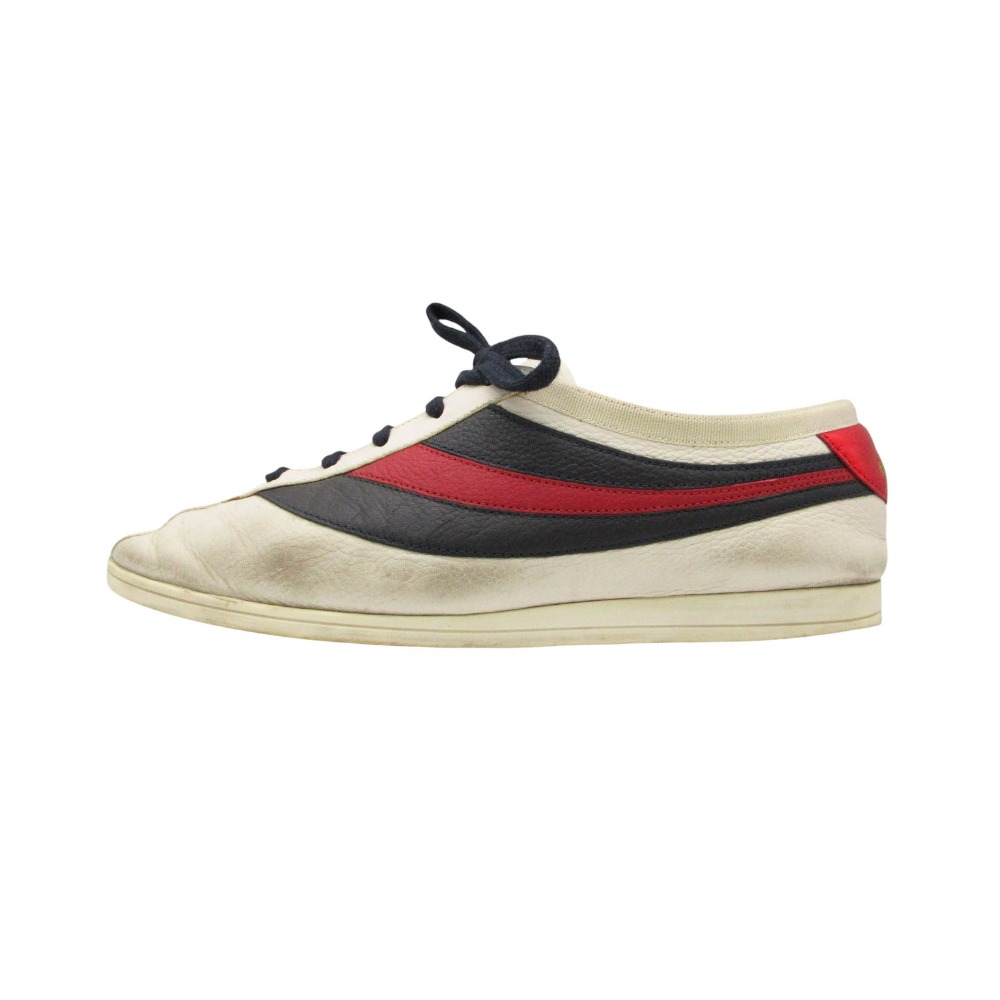 樂天商城 - GUCCI グッチ スニーカー ローカット Falacer Ace sneakers Web leather 牛革 カーフ 6 24.5cm メンズ 【中古】