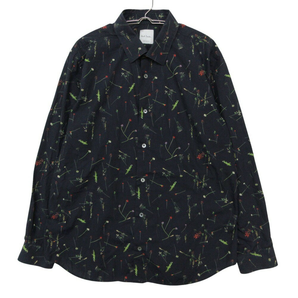 樂天商城 - PAUL SMITH COLLECTION ポールスミスコレクション 長袖シャツ フローラル 花柄 イタリア製 コットン100％ ネイビー メンズ 【中古】