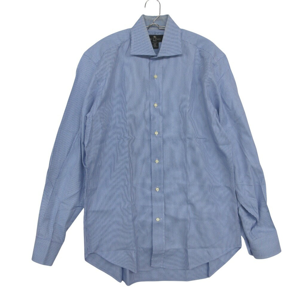 樂天商城 - ETRO エトロ 長袖シャツ ドレスシャツ バイアス ストライプ ワイドカラー トップス ブルー 39 メンズ 【中古】