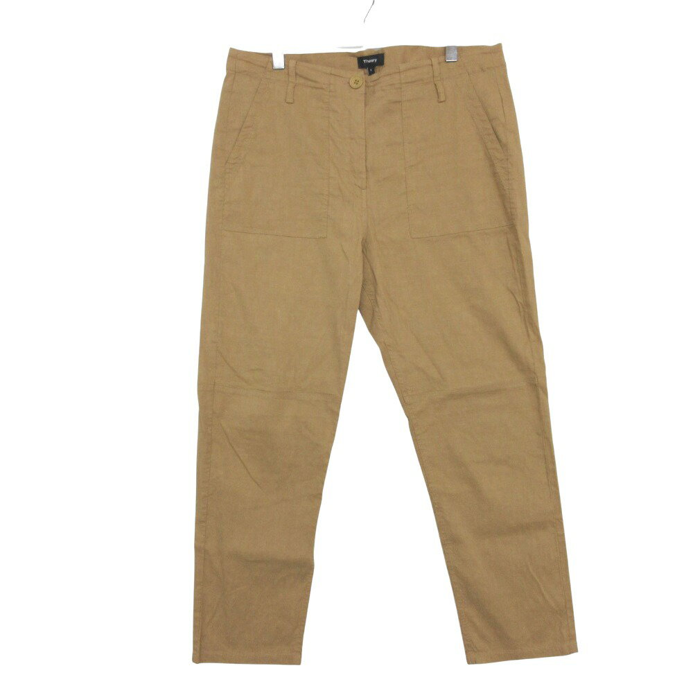 樂天商城 - theory セオリー パンツ リネン ブレンド テーパード ベイカーパンツ 8106433 ブラウン 8【XXL】 レディース 【中古】