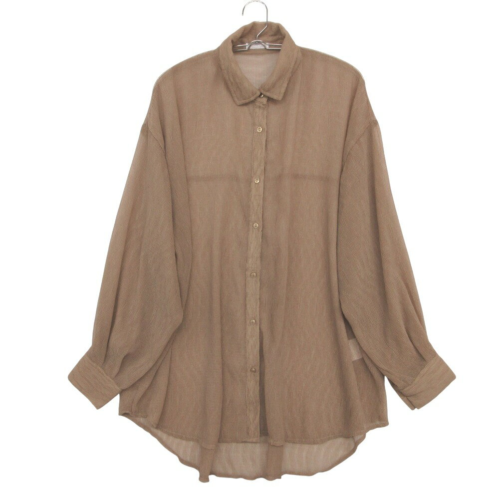 樂天商城 - URBAN RESEARCH アーバンリサーチ 長袖シャツ プリーツ シアー シースルー ブラウス IT34-23B002 ブラウン FREE【M】 レディース 【中古】