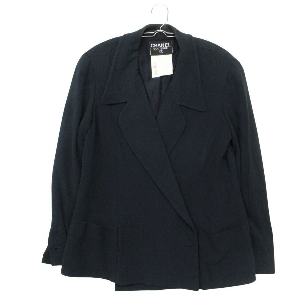 樂天商城 - CHANEL シャネル テーラードジャケット アウター フランス製 シルク ネイビー 42【L】 レディース 【中古】