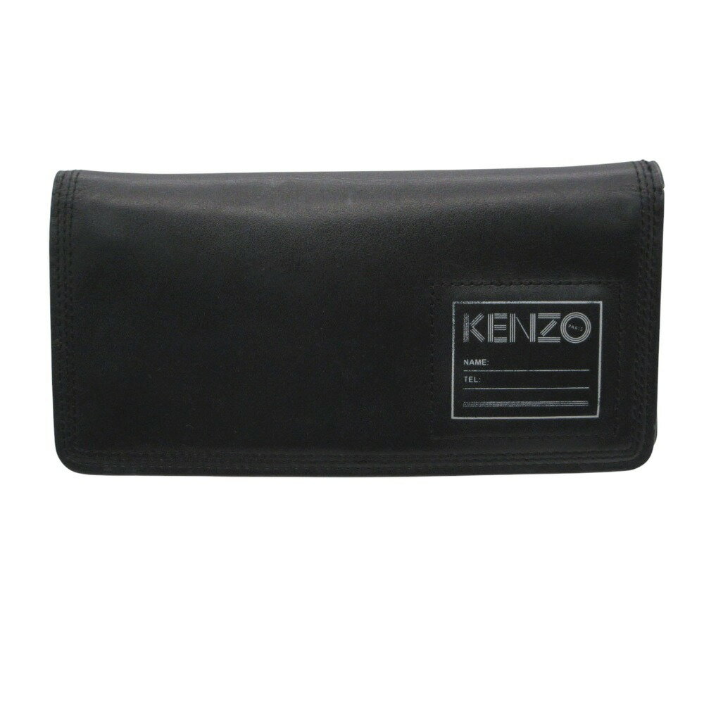 樂天商城 - KENZO ケンゾー 長財布 二つ折り レザー ウォレット 本革 ロゴ 財布 ブラック メンズ 【中古】