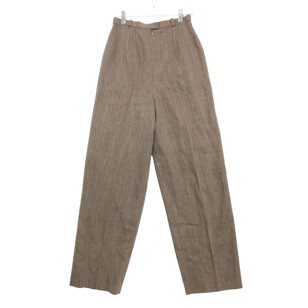 樂天商城 - Leilian レリアン パンツ EMMERCH&EGER 日本製 ドイツ製生地 ヘリンボーン柄 1タック ワイトテーパード ブラウン 11【L】 レディース 【中古】