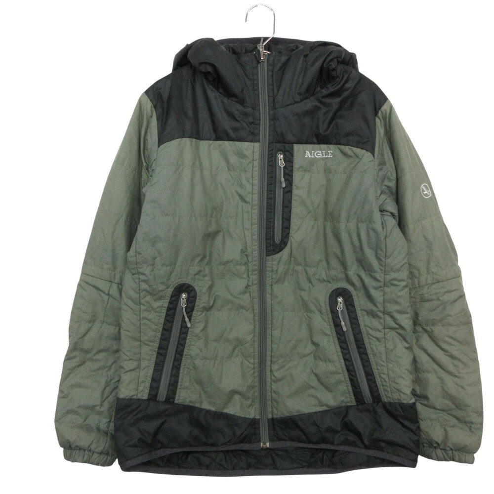 AIGLE エーグル ブルゾン リバーシブル ダウン ジャケット アウター フーディー カーキグリーン S【S】 メンズ 【中古】